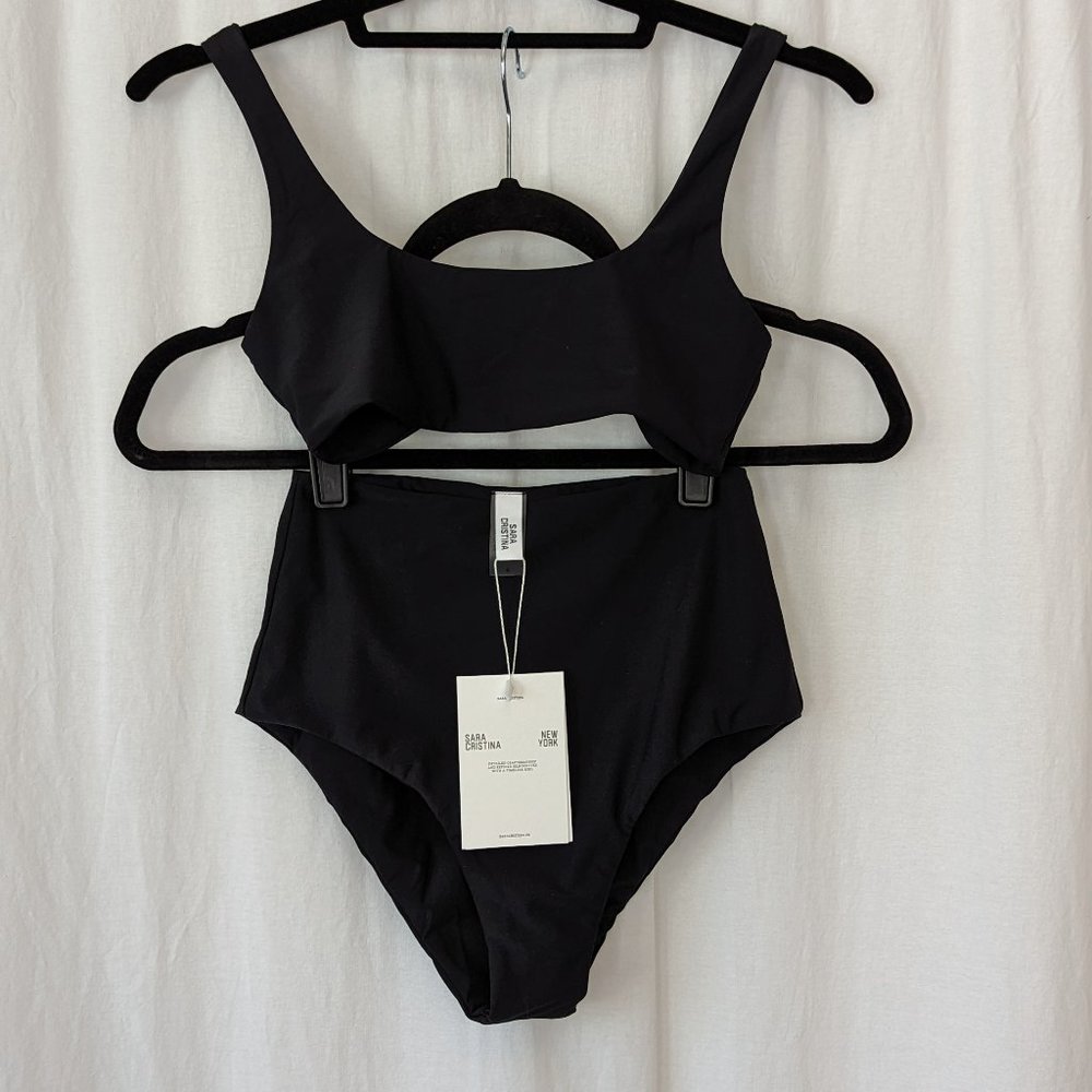 Sara Cristina Black Top and Bottom Bikini SET Size Smalll